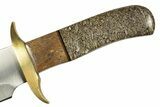 Bowie Knife With Fossil Dinosaur Bone (Gembone) Inlays #327613-2